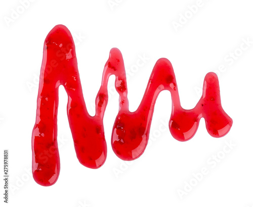 Cuadro en lienzo Cherry jam drizzle isolated on white background