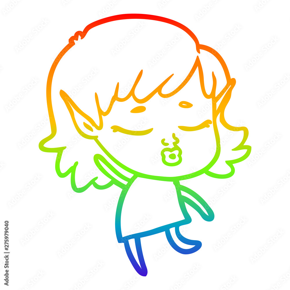 rainbow gradient line drawing pretty cartoon elf girl dancing rainbow gradient line drawing pretty cartoon elf girl dancing