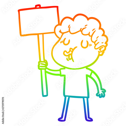 rainbow gradient line drawing cartoon man singing