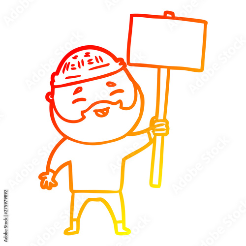 warm gradient line drawing cartoon happy bearded man