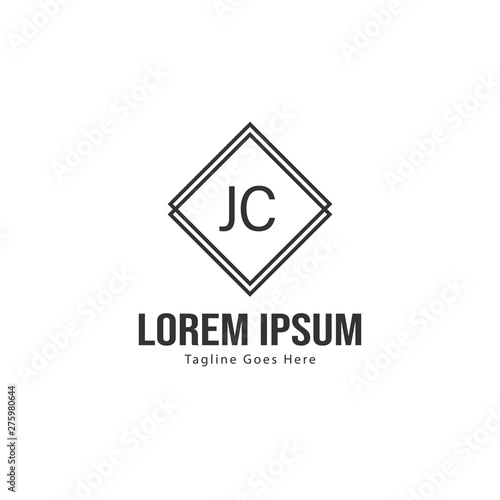 Initial JC logo template with modern frame. Minimalist JC letter logo vector illustration