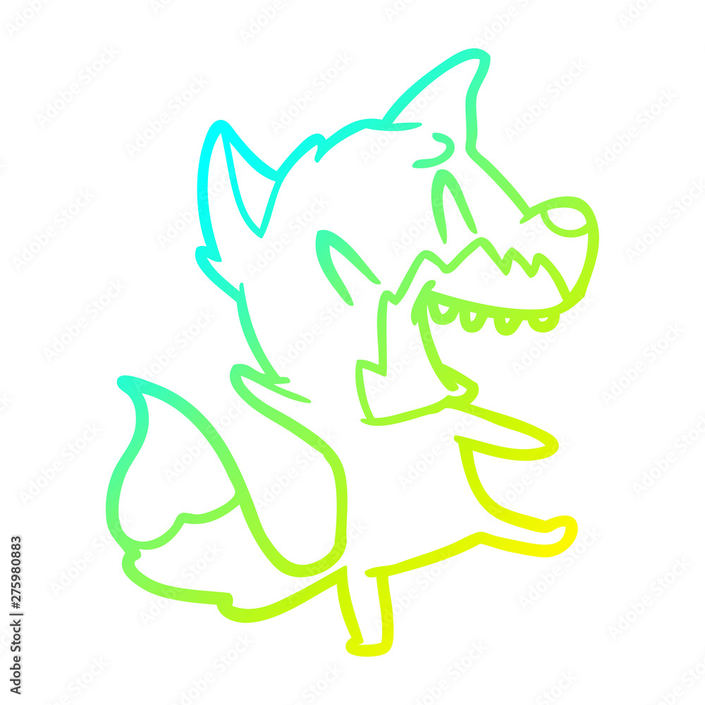 cold gradient line drawing laughing fox cartoon cold gradient line drawing laughing fox cartoon