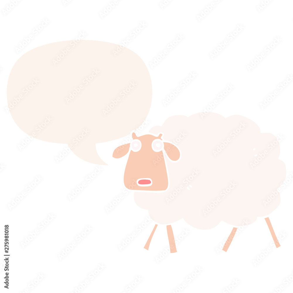 cartoon sheep and speech bubble in retro style cartoon sheep and speech bubble in retro style