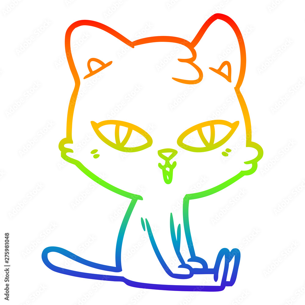 rainbow gradient line drawing cartoon cat rainbow gradient line drawing cartoon cat
