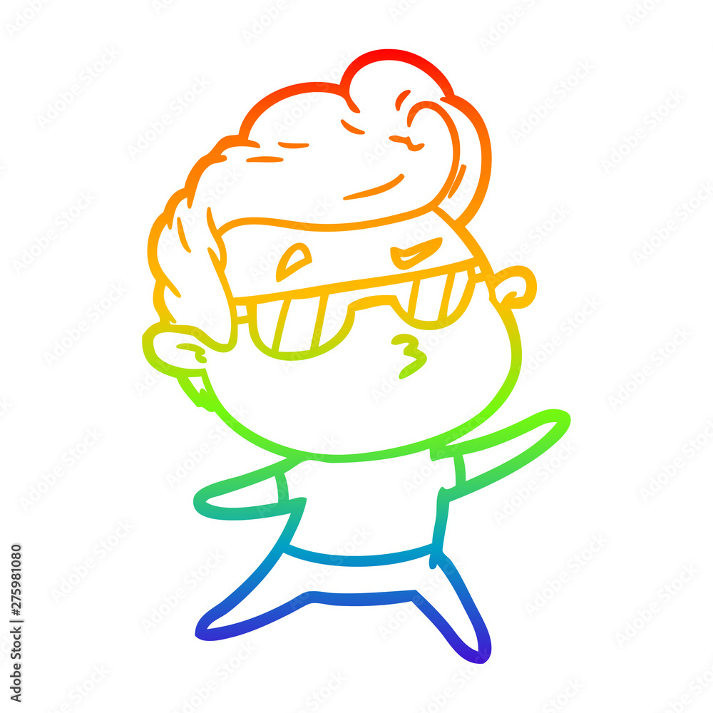 rainbow gradient line drawing cartoon cool guy rainbow gradient line drawing cartoon cool guy