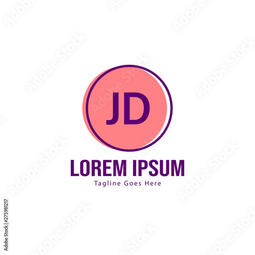 Initial JD logo template with modern frame. Minimalist JD letter logo vector illustration