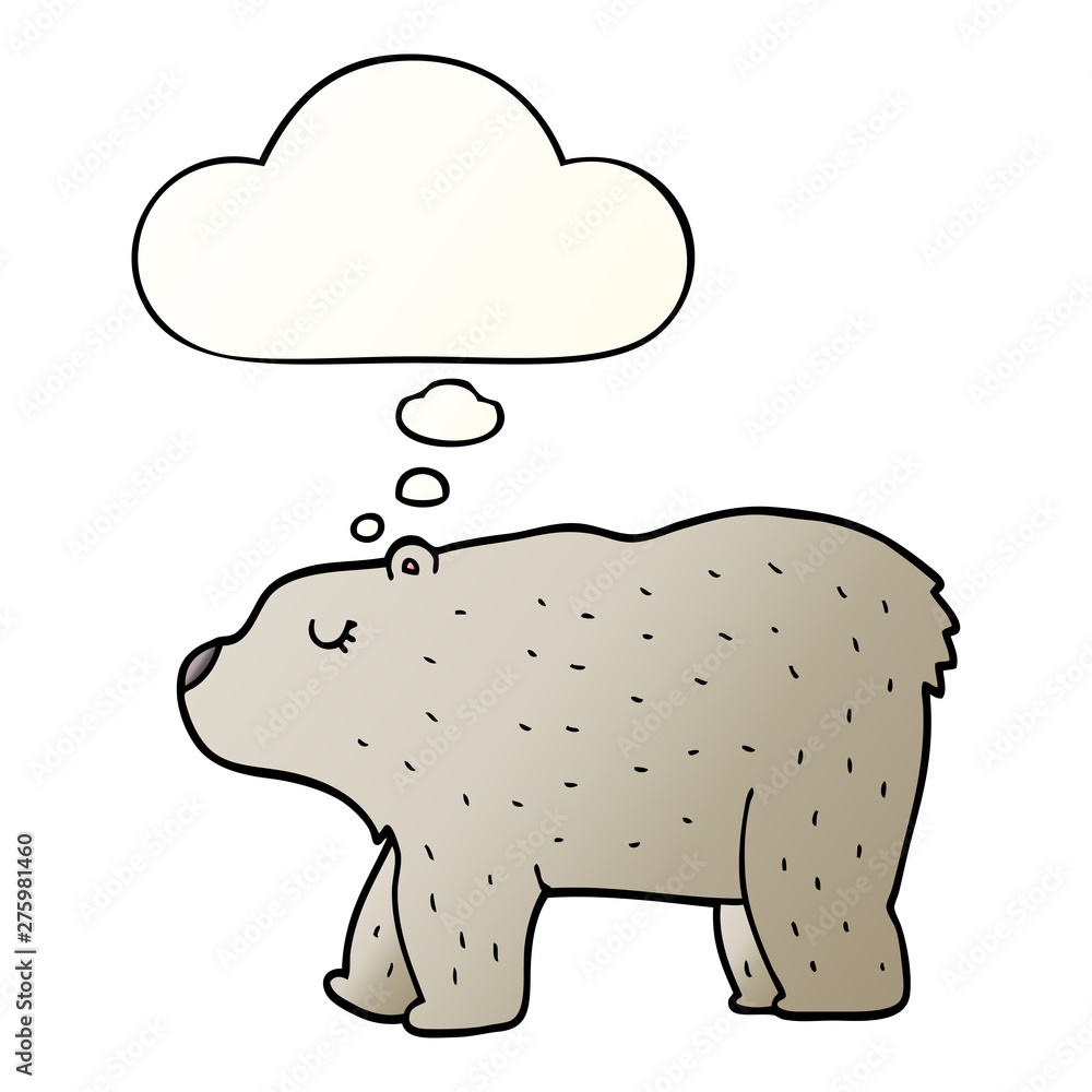cartoon bear and thought bubble in smooth gradient style cartoon bear and thought bubble in smooth gradient style