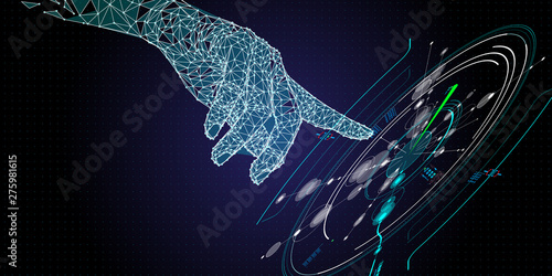 Hand touching the future User Interface technology and the future of user experience.