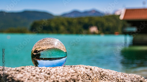 Crystal ball landscape shot of beautiful alpine view at the famous Walchensee - Bavaria - Germany © Martin Erdniss