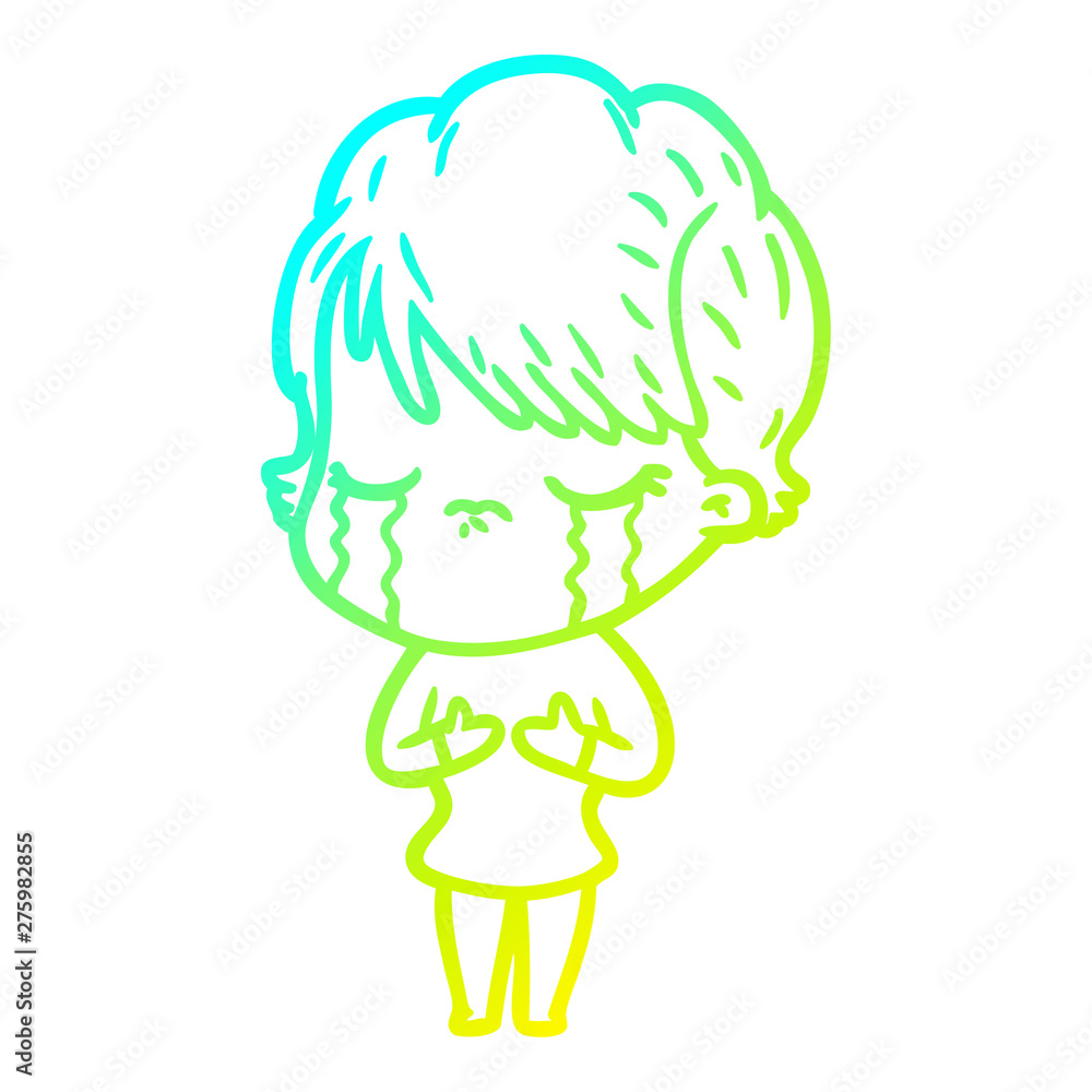 cold gradient line drawing cartoon woman crying cold gradient line drawing cartoon woman crying