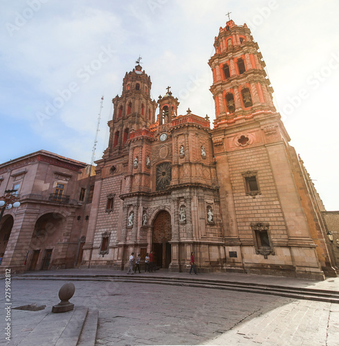 June 20, 2019 San Luis Potosí, Mexico:Churches of the historic center of the colonial city of San Luis Potosí Mexico