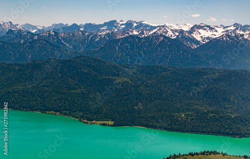 Beautiful alpine view at the Herzogstand summit near the famous Walchensee - Bavaria - Germany