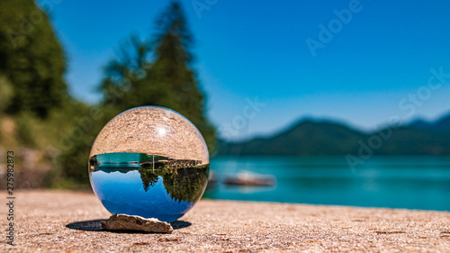 Crystal ball landscape shot of beautiful alpine view at the famous Walchensee - Bavaria - Germany © Martin Erdniss