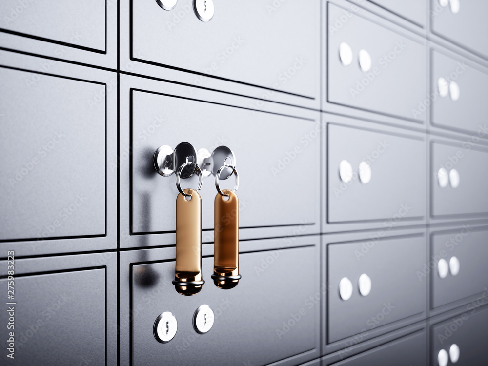 Deposit box with key and golden label Stock Illustration | Adobe Stock