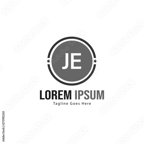 Initial JE logo template with modern frame. Minimalist JE letter logo vector illustration