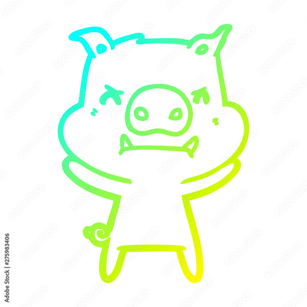 cold gradient line drawing angry cartoon pig cold gradient line drawing angry cartoon pig