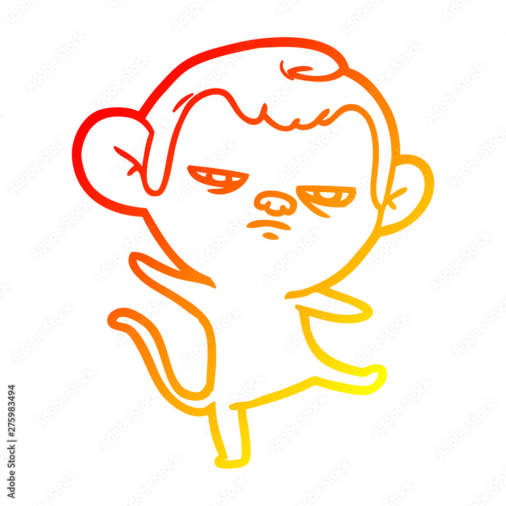 warm gradient line drawing cartoon annoyed monkey warm gradient line drawing cartoon annoyed monkey