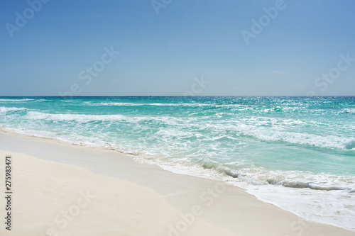 View of beach at Cancun, Mexico