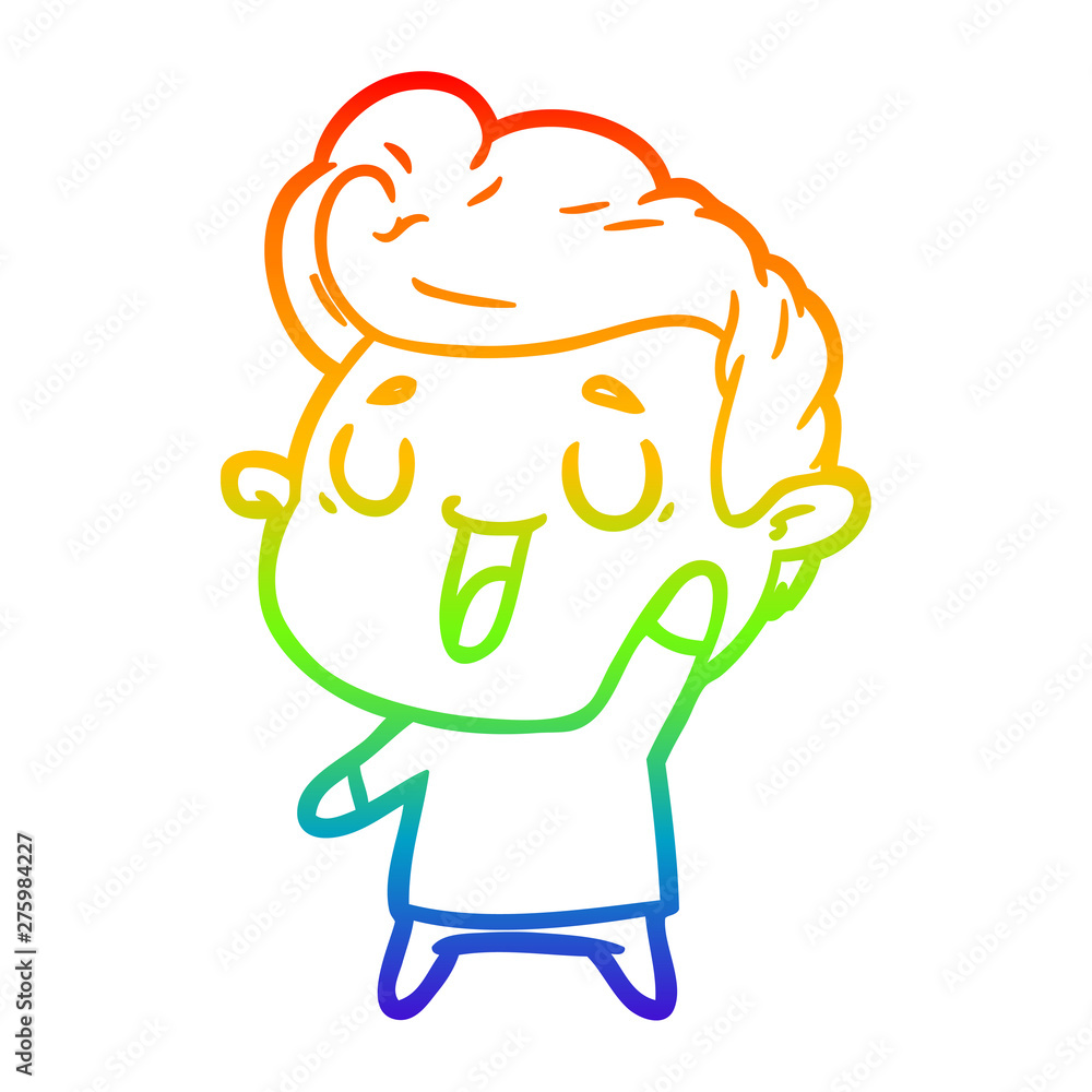 rainbow gradient line drawing happy cartoon man