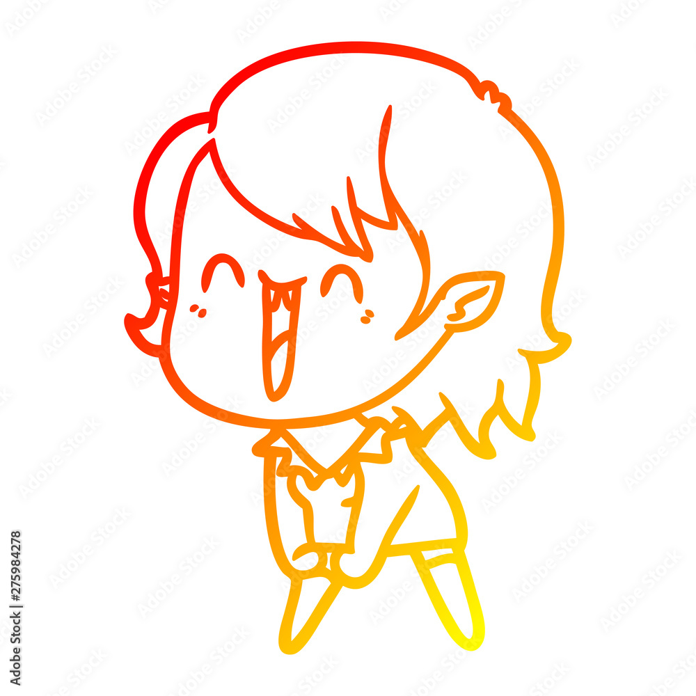 warm gradient line drawing cute cartoon happy vampire girl warm gradient line drawing cute cartoon happy vampire girl