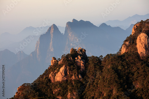 Sanqingshan, Mount Sanqing National Park - Jiangxi Province China. National Geopark and Sacred Taoist Mountain, UNESCO World Heritage. Exotic Pine Trees, Yellow Granite Mountains, similar to Huangshan photo