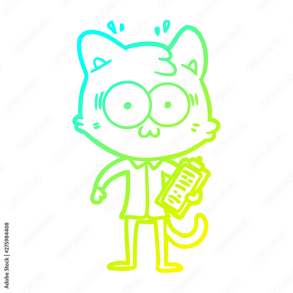 cold gradient line drawing cartoon surprised office worker cat cold gradient line drawing cartoon surprised office worker cat