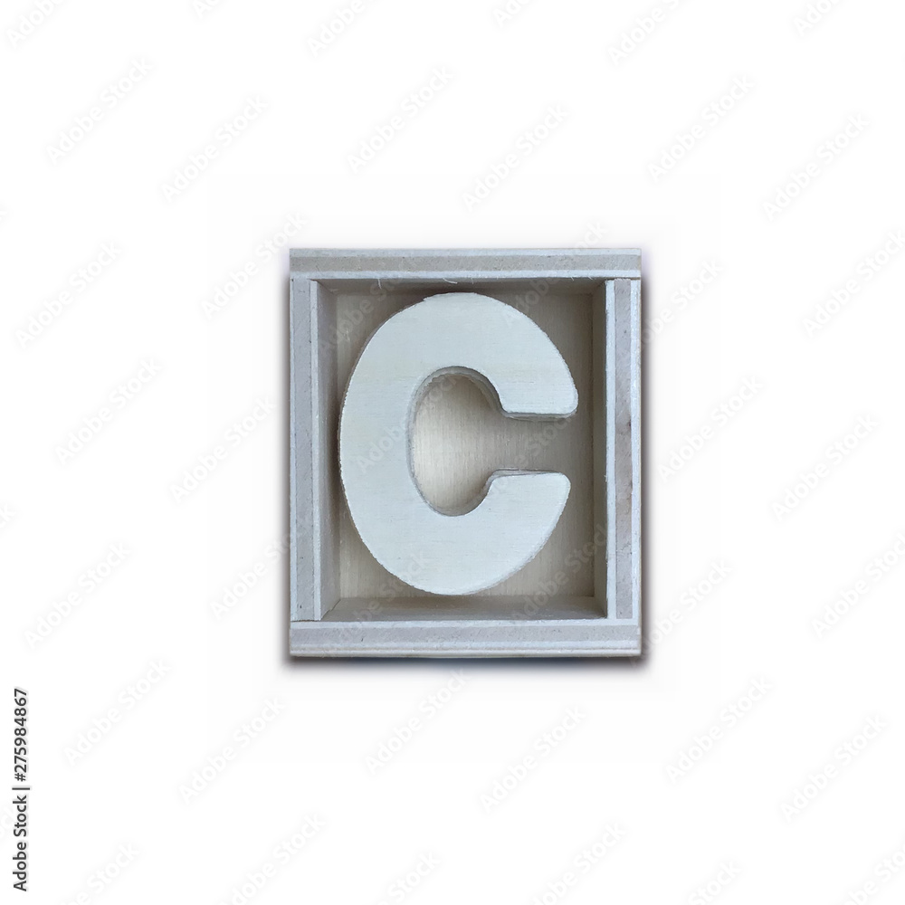 Letters c wood frame concept on white background Letters c wood frame concept on white background