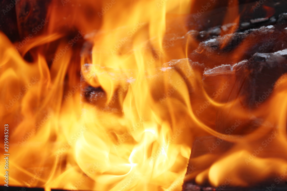 Fascinating orange flame of a fire - the element on which you can watch forever. Fascinating orange flame of a fire - the element on which you can watch forever.