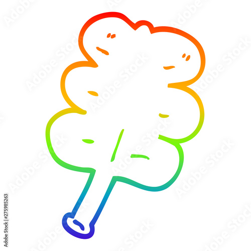 rainbow gradient line drawing cartoon autumnal leaf