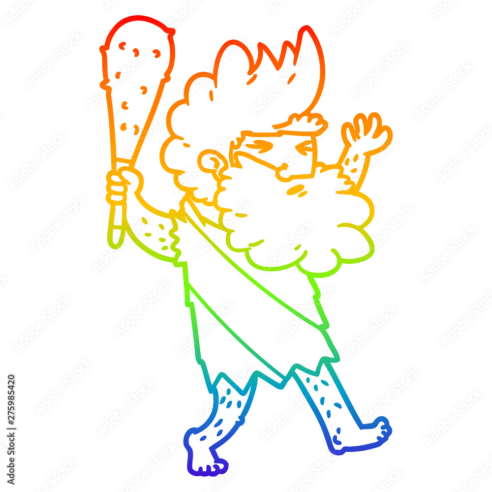 rainbow gradient line drawing cartoon cave man rainbow gradient line drawing cartoon cave man