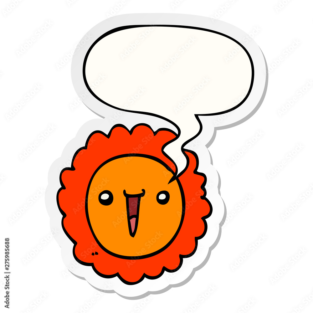 cartoon sunflower and speech bubble sticker