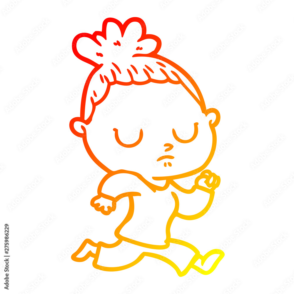 warm gradient line drawing cartoon calm woman warm gradient line drawing cartoon calm woman