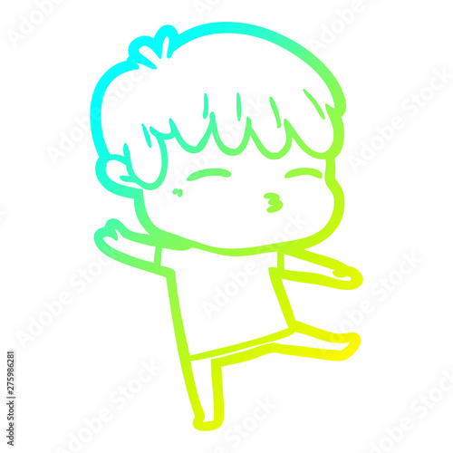 cold gradient line drawing cartoon curious boy