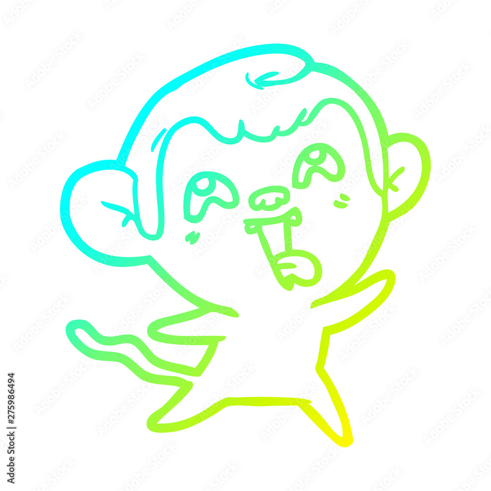 cold gradient line drawing crazy cartoon monkey cold gradient line drawing crazy cartoon monkey