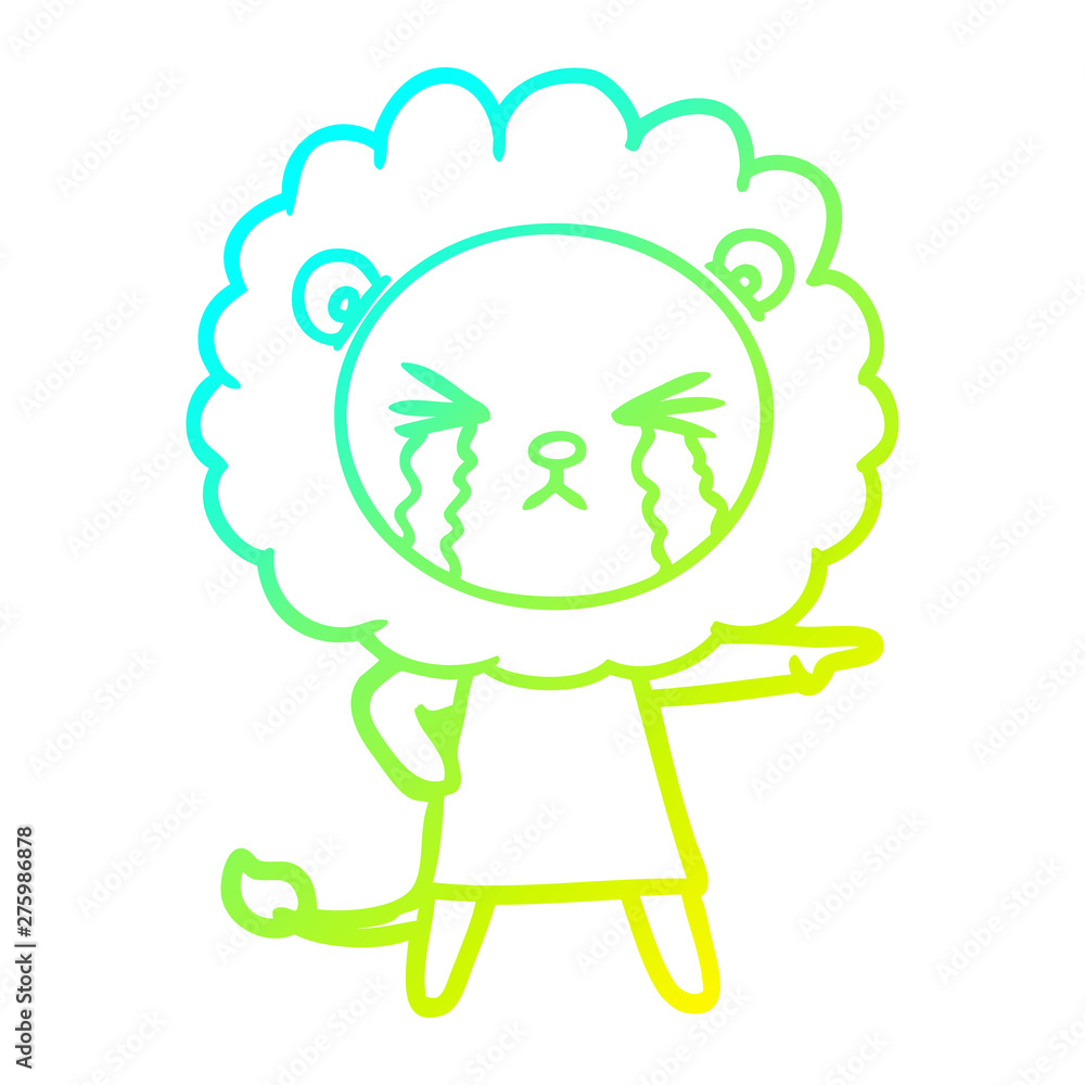 cold gradient line drawing cartoon crying lion wearing dress cold gradient line drawing cartoon crying lion wearing dress
