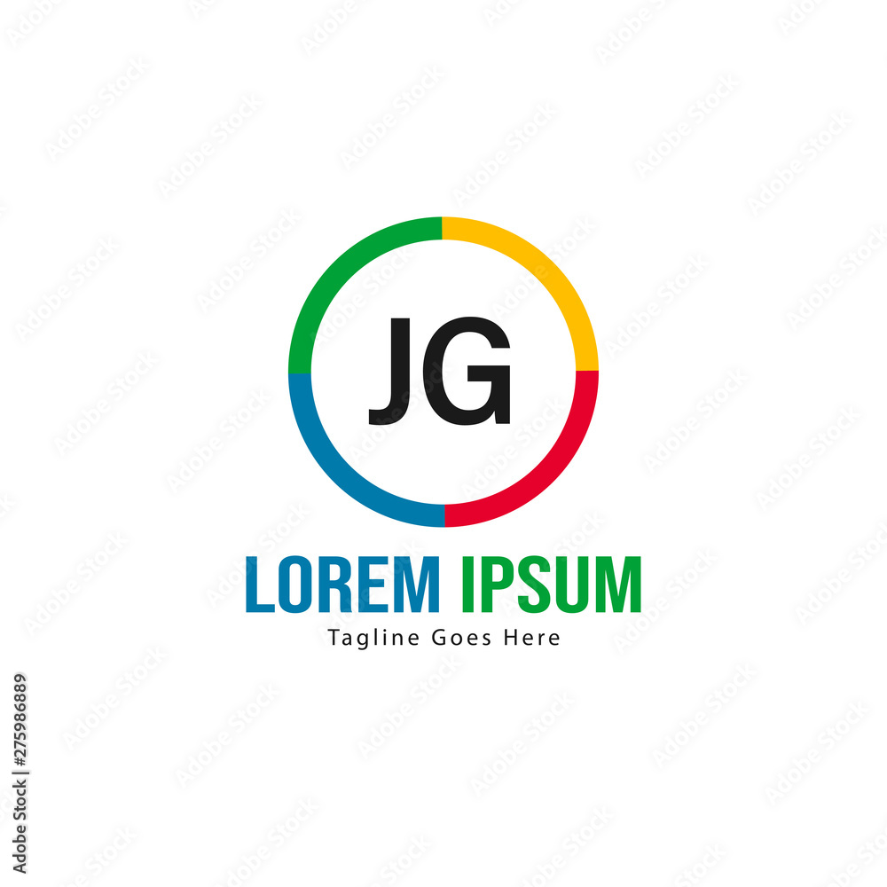 Initial JG logo template with modern frame. Minimalist JG letter logo vector illustration Initial JG logo template with modern frame. Minimalist JG letter logo vector illustration