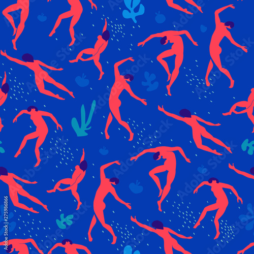 Matisse Dance inspired shapes seamless pattern, colorful design, vector illustration photo