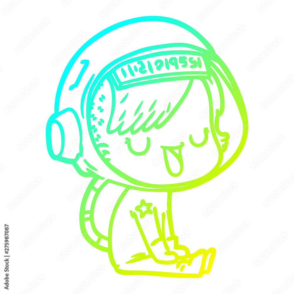 cold gradient line drawing cartoon astronaut woman cold gradient line drawing cartoon astronaut woman