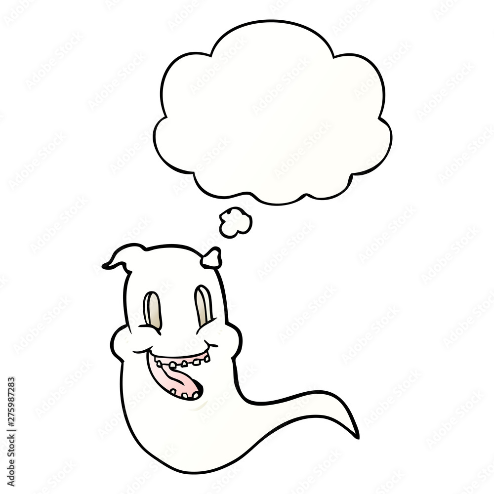 cartoon spooky ghost and thought bubble in smooth gradient style cartoon spooky ghost and thought bubble in smooth gradient style