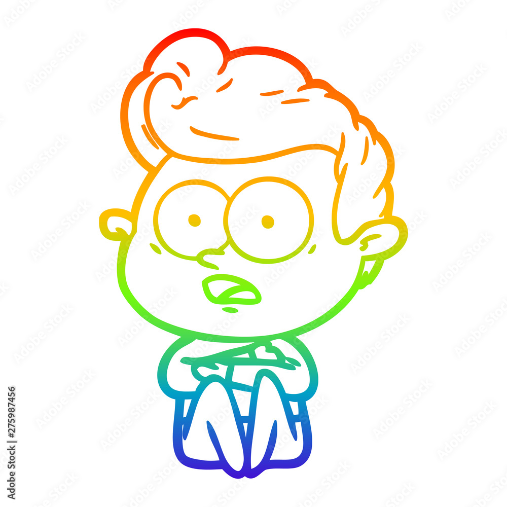 Obraz premium rainbow gradient line drawing cartoon staring man