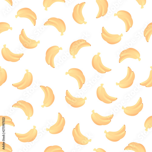 Vector modern simple fruit seamless pattern. Irregular composition of orange fresh banana isolated on white background. Design repeate tile for decorative texture, textile, backdrop, wrapping paper