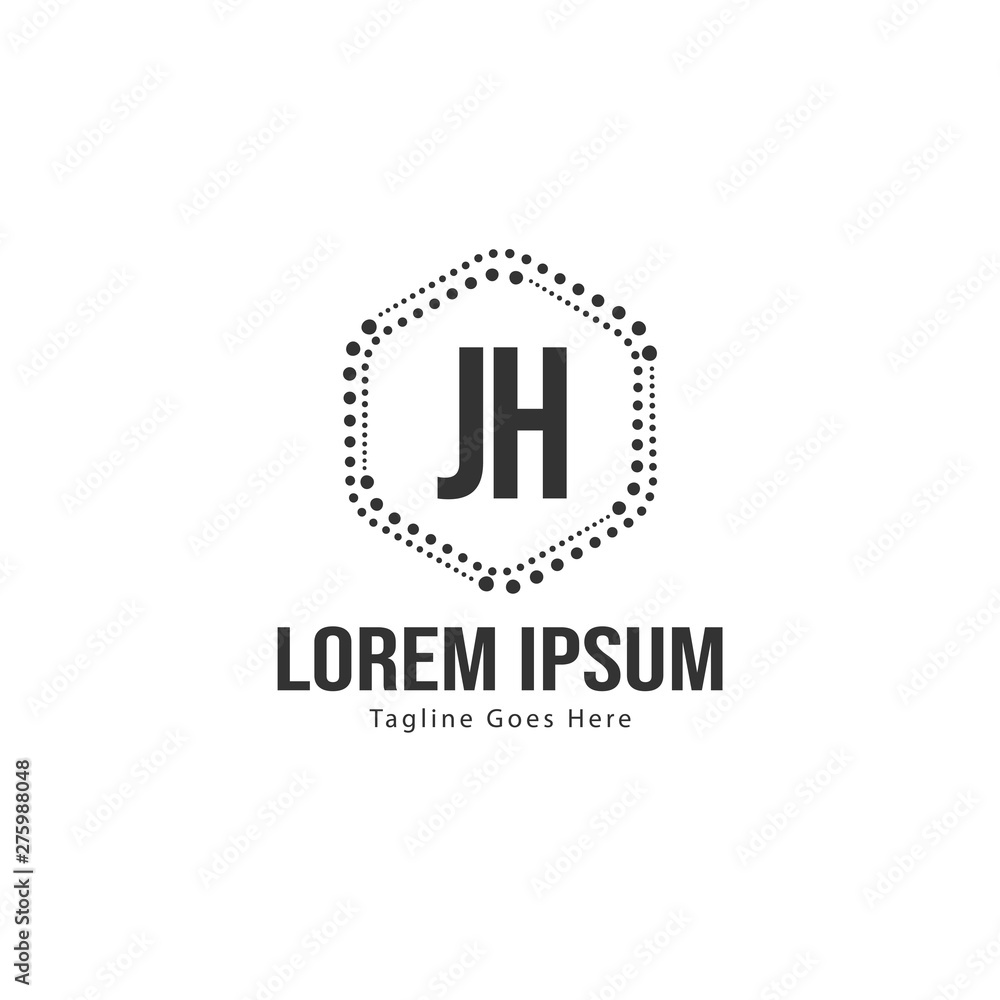 Initial JH logo template with modern frame. Minimalist JH letter logo vector illustration