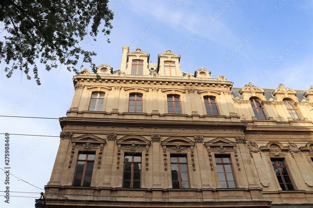 Ville de Lyon - Façade typique d'immeuble lyonnais à Lyon 2 ème arrondissement, en presqu'île, Juin 2019