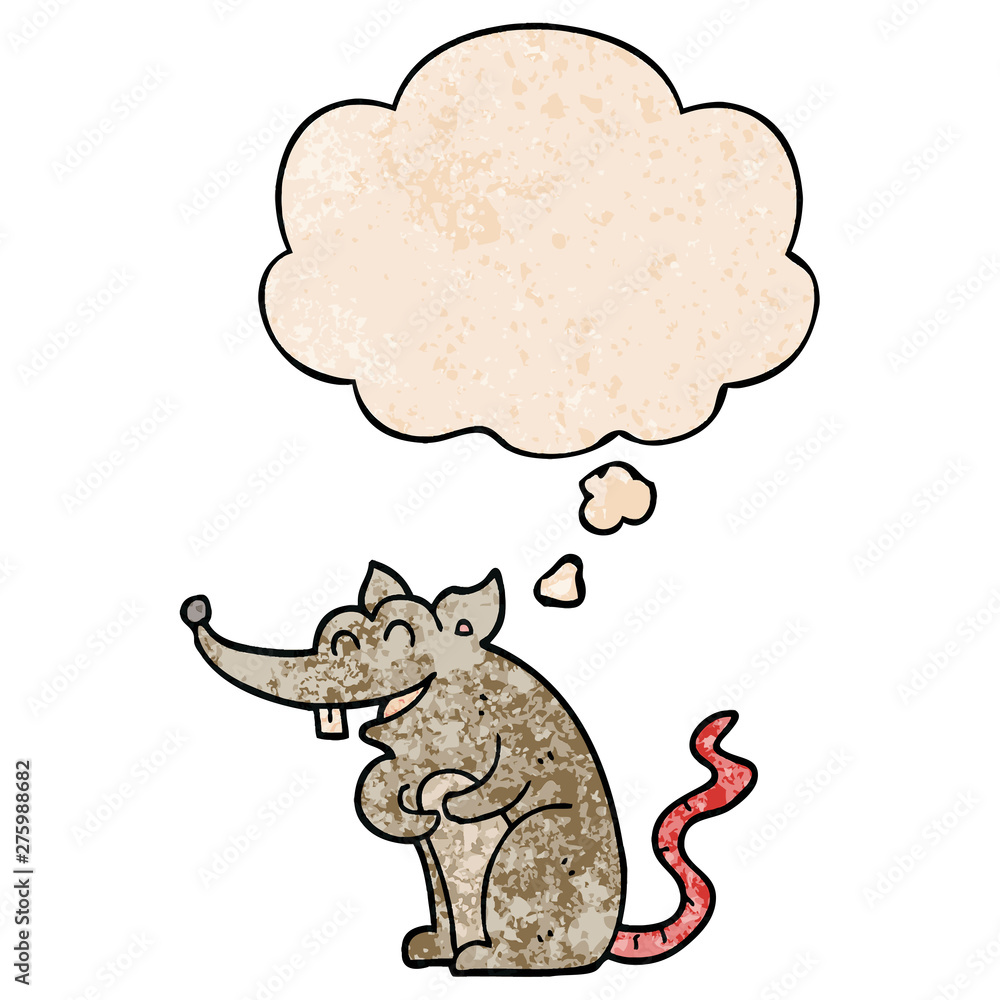 cartoon rat and thought bubble in grunge texture pattern style cartoon rat and thought bubble in grunge texture pattern style