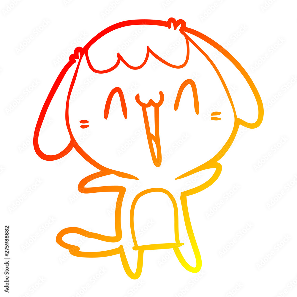 Fototapeta premium warm gradient line drawing cartoon laughing dog