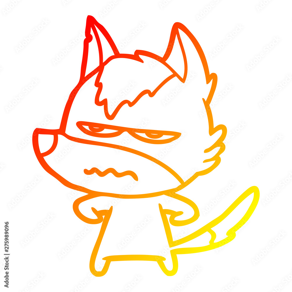 warm gradient line drawing cartoon annoyed wolf warm gradient line drawing cartoon annoyed wolf