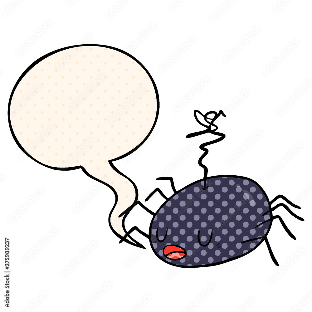 cartoon halloween spider and speech bubble in comic book style cartoon halloween spider and speech bubble in comic book style