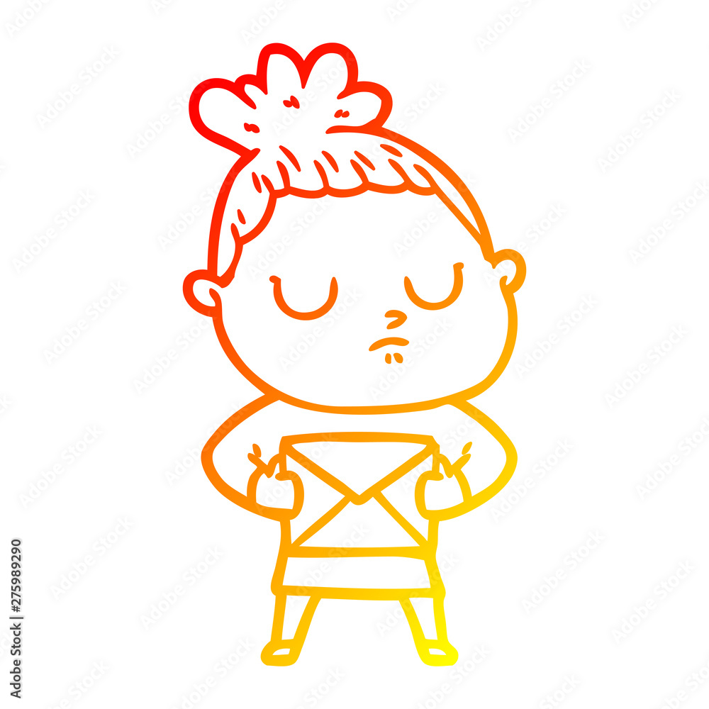 warm gradient line drawing cartoon calm woman warm gradient line drawing cartoon calm woman