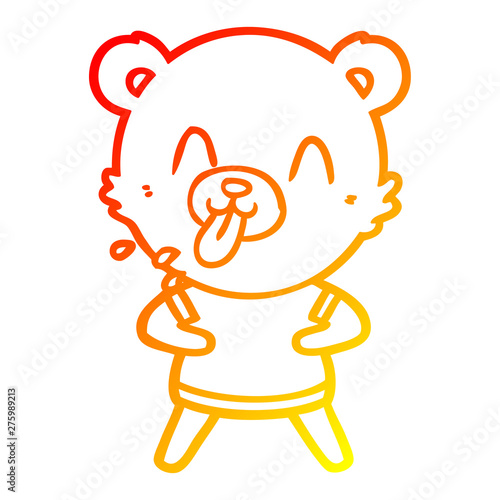 warm gradient line drawing rude cartoon bear