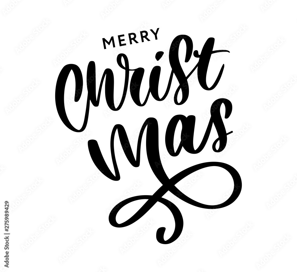 Merry Christmas Calligraphic Inscription Decorated with Golden Stars and Beads Merry Christmas Calligraphic Inscription Decorated with Golden Stars and Beads